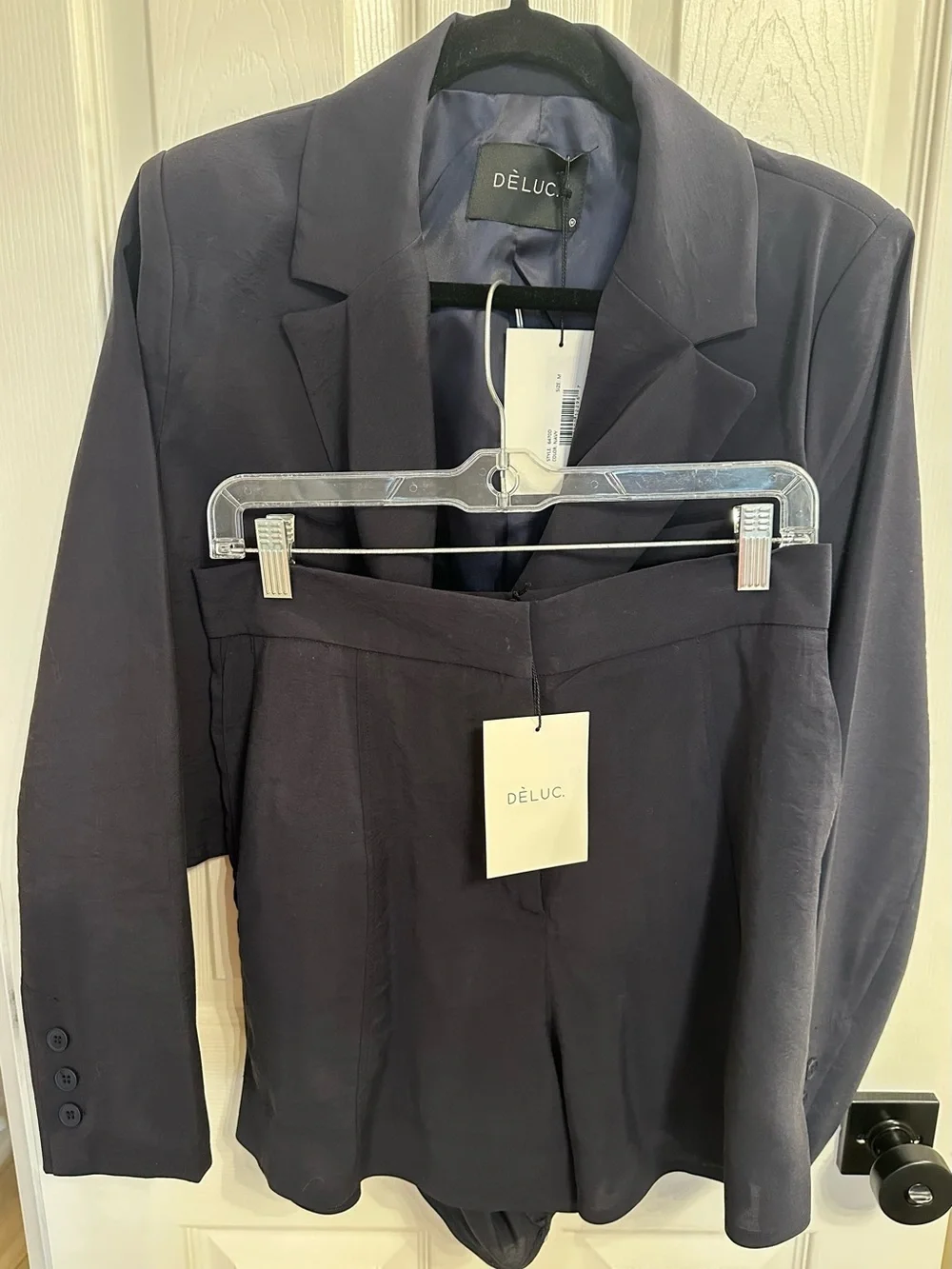 Deluc Catarina Cropped Navy Double-Breasted Blazer w/Matching Shorts Size M